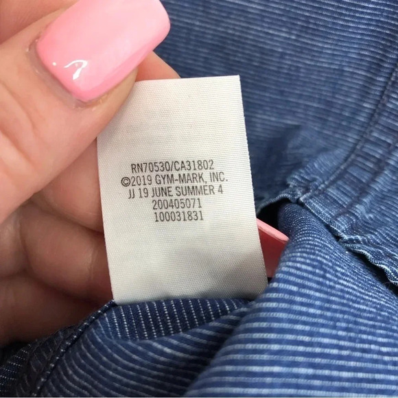 NWT Janie and Jack shirt roll-cuff navy blue striped button up size 3-6 months - Picture 8 of 11